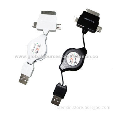 3-in-1 Multifunction Retractable Cable for iPhone 4/5, Micro USB Port